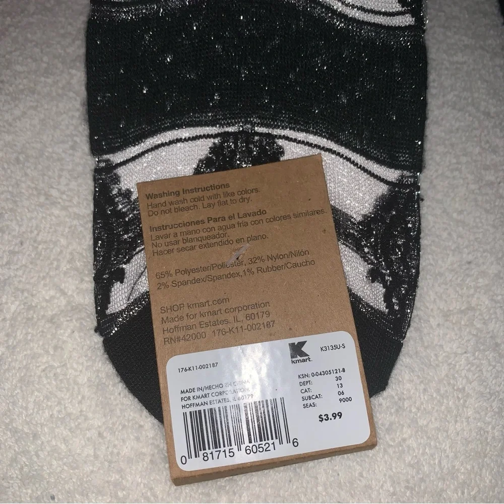 Women’s Ladies Sz 9-11 Vintage Route 66 Black Silver / Shimmer Ankle Socks 2 PR